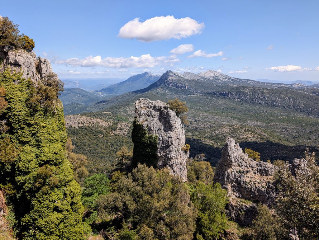 Berglandschaft des Supramonte bei Orgosolo mit Felsen, Wäldern und dem Monte San Giovanni